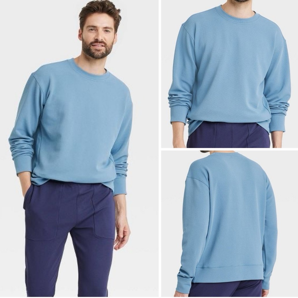 NWOT! All In Motion Men's Heavy Waffle Crewneck Sweatshirt